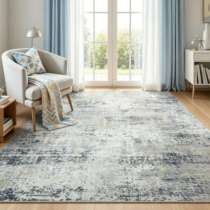 5x7 Area Rugs for Living Room Bedroom, Washable Non Slip Grey Rug - color: Grey, size: 5' x 7' (Rectangular)