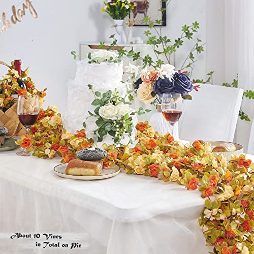 8Pcs x 8.2FT Artificial Flower Garland Rose Vine, Fall Champagne Flower - color: Fall Champagne 8pcs, 1.5" Rose Flowers, size: 8.2FT Vines