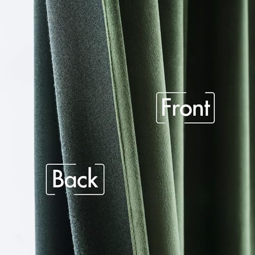 MIULEE Velvet Curtains 52x84 inches 2 Panels Olive Green Blackout Curtains - color: Olive Green, size: 52"W x 84"L (Pack of 2)