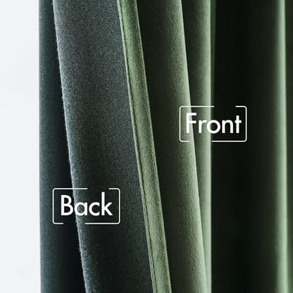 MIULEE Velvet Curtains 52x84 inches 2 Panels Olive Green Blackout Curtains - color: Olive Green, size: 52"W x 84"L (Pack of 2)