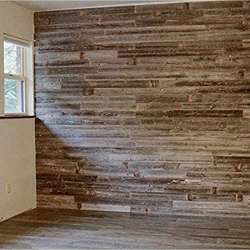 Rockin' Wood Real Wood Peel & Stick 2 & 4 Foot Length Rustic Reclaimed Naturally Weathered Barn Wood Accent Paneling Planks for Walls, 23 Square Feet - size: 23 Square Feet