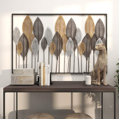 Deco 79 Metal Leaf Wall Sculpture, Wall Art 59" x 1" x 37" Bronze - color: Bronze, size: 59"L x 1"W