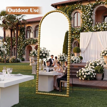 Antique Gold Full Length Mirror 71x28 Inch, Beaded Standing Mirror - color: Antique Gold