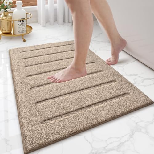 LUMI Ultra Soft Bathroom Rugs Absorbent, Non Slip Bath Mat 16x24, Beige - color: Beige, size: 16" X 24"