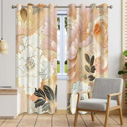 Luxury Floral Blackout Curtains for Bedroom 84 Inches Long - color: Floral-e