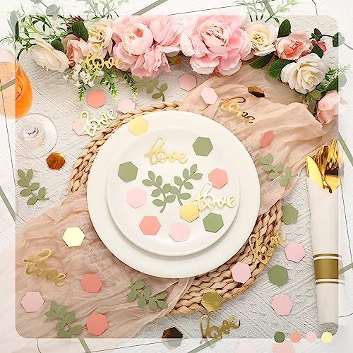 Kathfly 500 Pcs Greenery Wedding Table Confetti, Lavender‑sage - color: Gold, Tea Green, Light Pink, Crimson