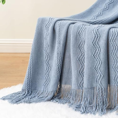 BATTILO HOME Light Blue Throw Blanket for Couch, 50"x60" - color: Dusty Blue, size: 50 x 60 in.