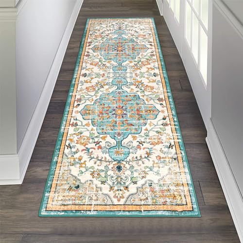Pauwer Hallway Runner Rug 2x6, Washable Boho Kitchen Runner, Blue Multi - color: Blue Multi, size: 2' x 6' (Runner)