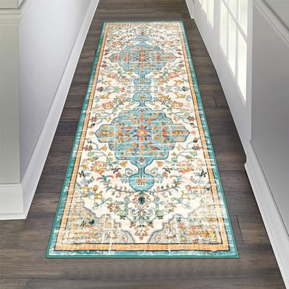 Pauwer Hallway Runner Rug 2x6, Washable Boho Kitchen Runner, Blue Multi - color: Blue Multi, size: 2' x 6' (Runner)