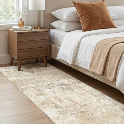 cotiled 3x8 Hallway Runner Rug, Abstract, Washable, Non Slip, Beige - color: Beige, size: 3' x 8' (Runner)