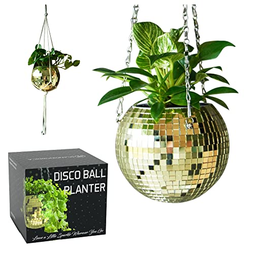 SCANDINORDICA Disco Ball Planter, Value Package, 6-inch Gold - size: 6" Gold