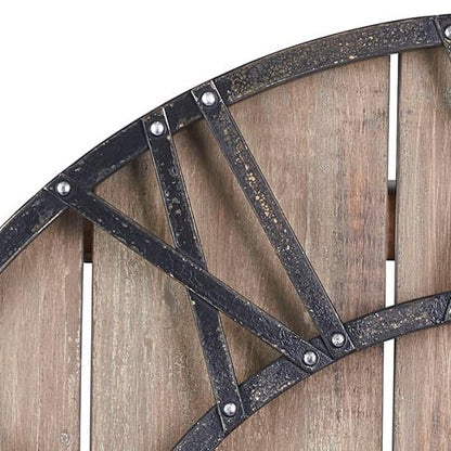 Household Essentials Roman Numeral Iron & Wood Gallery Wall Clock