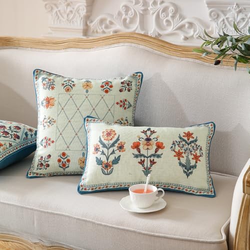 ISAENNE Designer Rectangle Throw Pillow Cover,Set of 2,20"x12" - color: Floralsea a, size: 20" x 12" (Pack of 2)