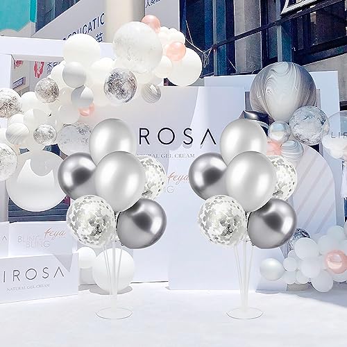 ZJDHPTY 4Set Silver Balloon Stand Table Centerpieces Party Decor - color: Silver Gray 4