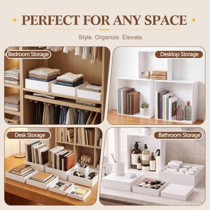 Leinuosen 7 Pcs Large Acrylic Buffet Risers, 8-14" Square, White - color: White, size: 8" to 14", style: Short Square