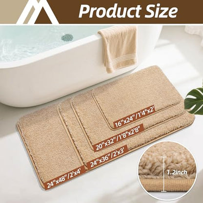 COSYHOMEER Extra Thick Bath Rugs for Bathroom Non Slip Bath Mat 16x24 Beige - color: Beige, size: 1'4" X 2' (Rectangular)
