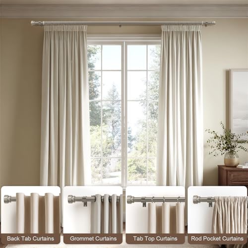 Lootkell 2 Pack Brushed Nickel Curtain Rods for Windows 28-48 Adjustable - color: Brushed Nickel, size: 16"-60"|2 Pack