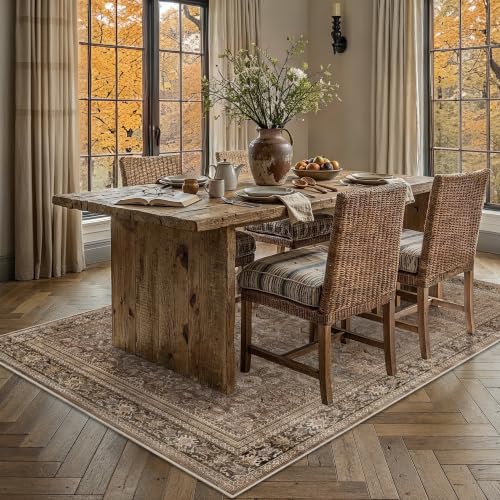 Schweek Brown 5x7 Area Rugs Washable Non Slip Rug for Living Room Neutral - color: Brown, size: 5' x 7' (Rectangular)
