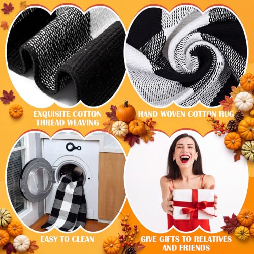 Geelin 2 Pcs Hello Pumpkin Doormat, Black and White Buffalo Plaid Rug Set - style: Hello Pumpkin