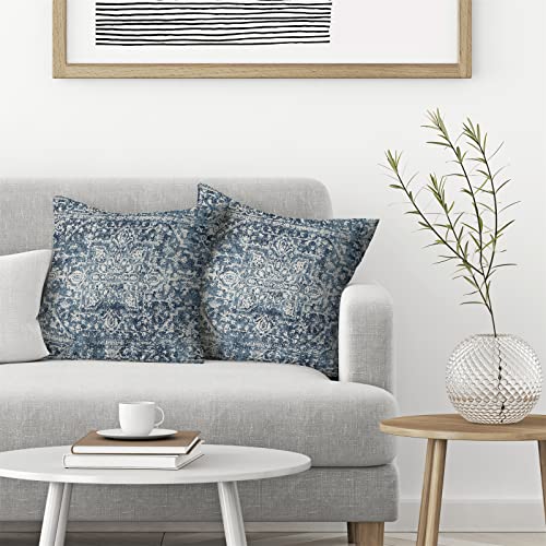 Navy Blue Carpet Pattern Boho Pillow Covers 18x18 Set of 2 - color: Boho-2, size: 18" x 18" (Pack of 2)
