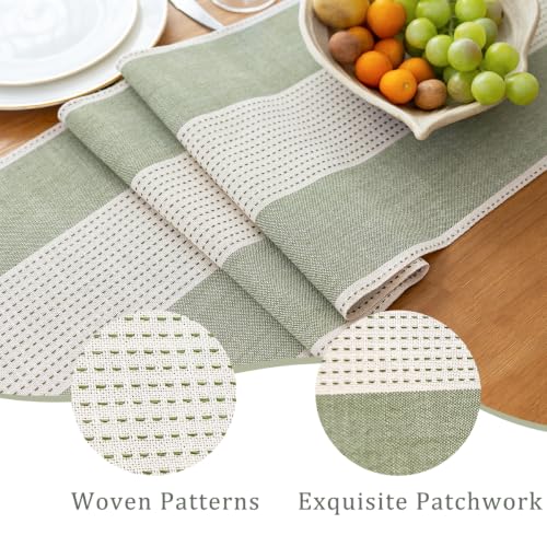 Line Macrame Table Runner, Sage Green Table Runners 108 Inches Long - color: Sage Green, size: 13"x108"