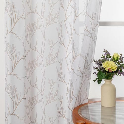 MYSKY HOME Brown Sheer Curtains 84 inches Long for Bedroom Living Room - color: B-brown, size: 52"W x 84"L (Pack of 2)