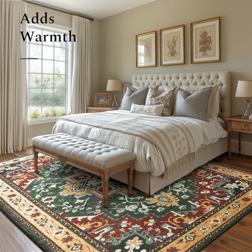 Rugflix 8x10 Area Rugs for Living Room, Washable Red Green Large Rug - color: Red Green, size: 8' x 10' (Rectangular)