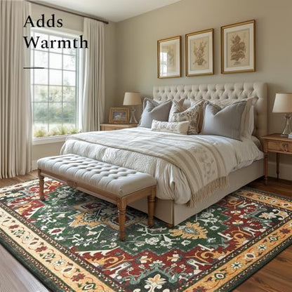 Rugflix 8x10 Area Rugs for Living Room, Washable Red Green Large Rug - color: Red Green, size: 8' x 10' (Rectangular)