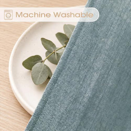 Sage Green Sheer Linen Curtains for Kitchen Bedroom 45 Inches Long - color: Sage Green, size: 35"W x 45"L (Pack of 2)