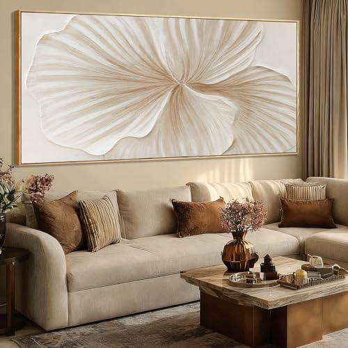 Extra Large White Gold Minimalist Wall Art for Living Room 32x70 Inch - color: White and Gold, size: 70"L x 32"W