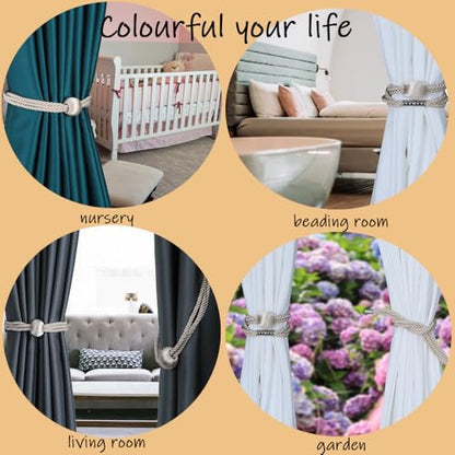 BEL AVENIR Magnetic Curtain Tiebacks, Boho Farmhouse Curtain Tie Backs - color: Beige