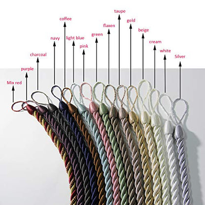 BEL AVENIR Curtain Tiebacks Ropes Tie-Backs,Handmade Holdbacks(Flaxen,4P) - color: Flaxen, size: 4pack