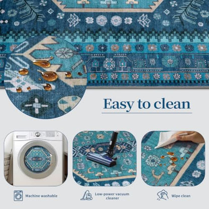 Ciicool 2x3ft Small Area Rug,Washable Boho Thin Mat for Entryway Kitchen - color: Teal, size: 2' X 3' (Rectangular)