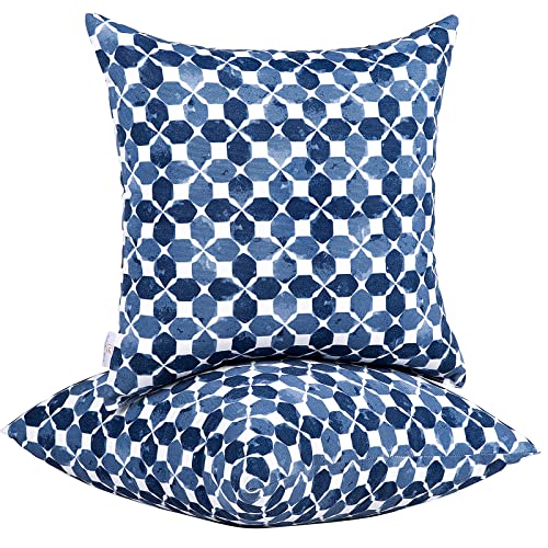 JMGBird Blue Throw Pillows Outdoor Pillow Inserts Included - color: Blue White Black With Plaid