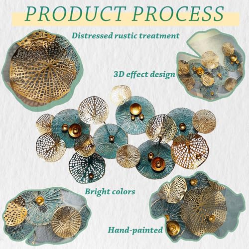 edaknez Large Metal Wall Art, 50"x26" Metal Lotus Leaf Flower Wall Decor - color: C 50 inch x 26 inch