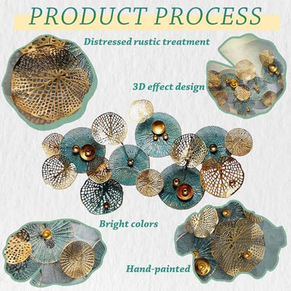 edaknez Large Metal Wall Art, 50"x26" Metal Lotus Leaf Flower Wall Decor - color: C 50 inch x 26 inch