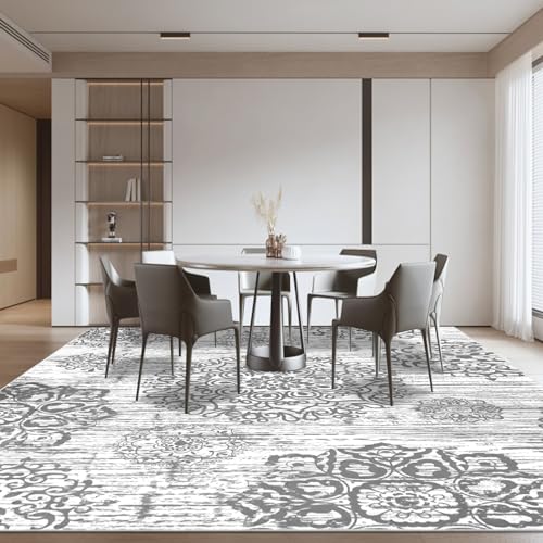 HEBE Area Rug for Living Room 8'x10', Washable Non Slip Boho Bedroom Rug - color: Grey, size: 8' x 10' (Rectangular)