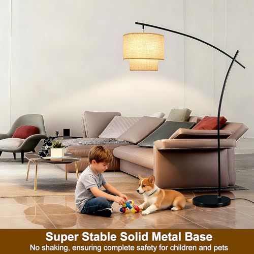 Lightdot Arc Floor Lamp Modern 3000K Dimmable Standing Lamp for Living Room - color: Fabric-Black
