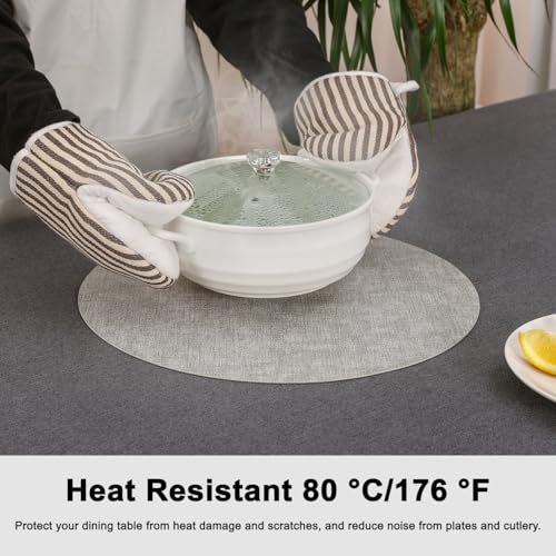 Myir JUN 14" Round Placemats Set of 4, Reversible Dual-Color Place Mats - color: Light Gray Cream-white