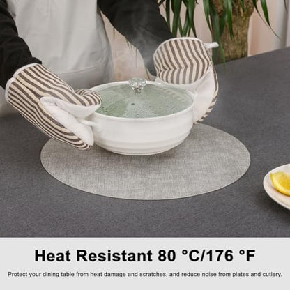 Myir JUN 14" Round Placemats Set of 4, Reversible Dual-Color Place Mats - color: Light Gray Navy Blue