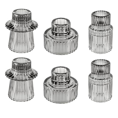 Glass Candlestick Holders, Taper Candle Holders, Set of 6, Gray - color: Gray, size: 6 PCS