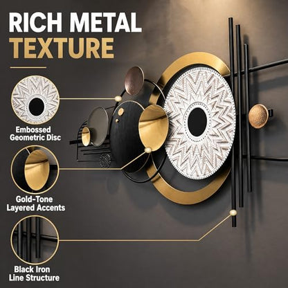 JFUJFU Large Modern 3D Wall Art Metal Sculpture for Home & Office - color: Black & White