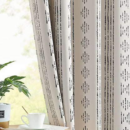 jinchan Boho Blackout Curtains 63 Inch Length for Bedroom Living Room - color: Boho | Black on Beige, size: 52"W x 63"L (Pack of 2)