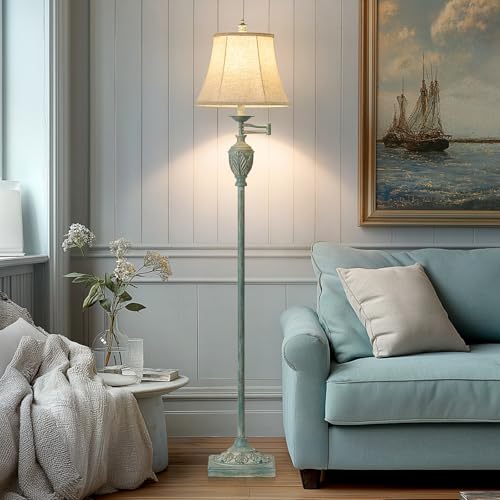 Traditional Floor Lamp with 350° Swing Arm,Including Bulb,Antique Green - color: Antique Green