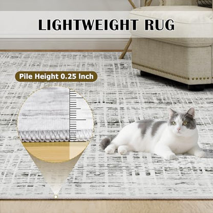 6x9 Washable Area Rug for Living Room Bedroom: Non-Slip Modern White Gray - color: White Gray, size: 6' x 9' (Rectangular)