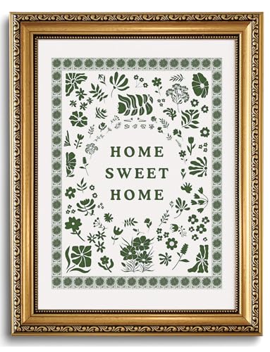 Vintage Gold Framed Wall Art Home Sweet Home Canvas Prints, 12x16in - color: home, size: 16"L x 12"W