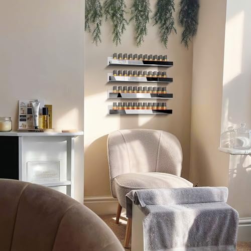 4 Pack 15 Inch Black Reflective Acrylic Floating Wall Shelves - color: 15in-black Mirror