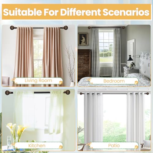 Brown Curtain Rod 28-48 Inch Heavy Duty Branch Leaf Finial - color: Brown, size: 28-48"