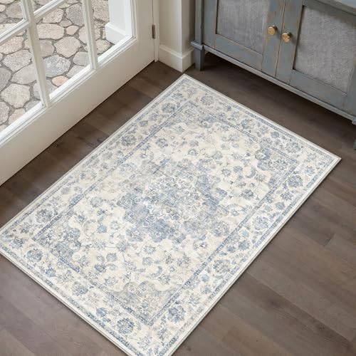 Washable Neutral Blue Kitchen Runner Rug Set of 3 - color: Neutral | Blue, size: 20"x32"+20"x48"+30"x50"