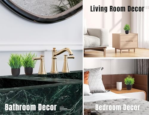 Der Rose 4 Pack Mini Fake Plants in Black Pots, 7" Bathroom & Desk Decor - color: Green